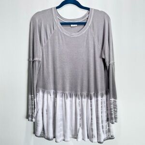 Peach Love California Grey Ombre Dip Dye Tunic‎ Flowy Boho Top Tie Dye Size S
